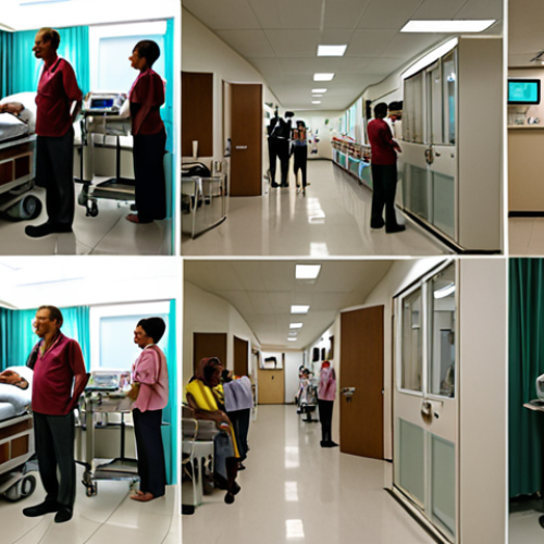 **A split image: On one side, a modern, well-equipped private hospital room with advanced medical technology and attentive staff. On the other side, a public health clinic with a long line of people waiting for basic care. This illustrates the two-tiered healthcare system in Brazil.**
