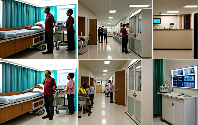 **A split image: On one side, a modern, well-equipped private hospital room with advanced medical technology and attentive staff. On the other side, a public health clinic with a long line of people waiting for basic care. This illustrates the two-tiered healthcare system in Brazil.**